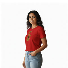 BestyPop Women’s Graphic Print Round Neck T-Shirt-Thirupathi Balaji (170 GSM single jersey)