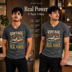 BestyPop Men’s Graphic Print V-Neck T-Shirt- 190GSM