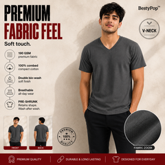BestyPoP Men’s Plain V-Neck T-Shirt