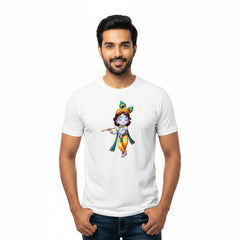 BestyPop Men’s Graphic Print Round Neck T-Shirt- Krishna (170 GSM single jersey)