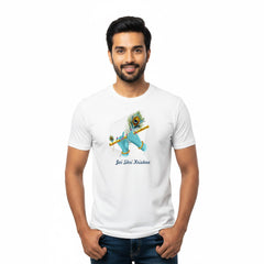 BestyPop Men’s Graphic Print Round Neck T-Shirt- Krishna (170 GSM single jersey)