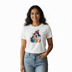 BestyPop Women’s Graphic Print Round Neck T-Shirt- Krishna (170 GSM single jersey