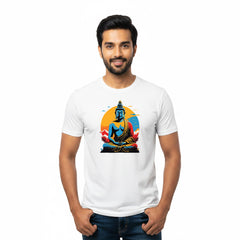 BestyPop Men’s Graphic Print Round Neck T-Shirt- Buddha (170 GSM single jersey)
