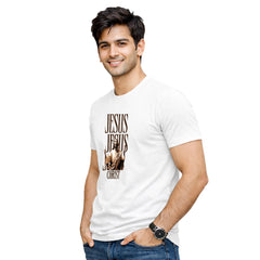 BestyPop Men’s Graphic Print Round Neck T-Shirt-Jesus(170 GSM single jersey)