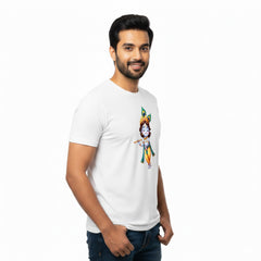 BestyPop Men’s Graphic Print Round Neck T-Shirt- Krishna (170 GSM single jersey)