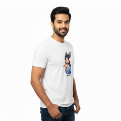 BestyPop Men’s Graphic Print Round Neck T-Shirt- Krishna (170 GSM single jersey)