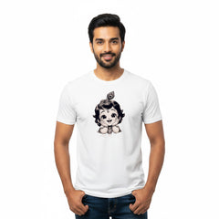 BestyPop Men’s Graphic Print Round Neck T-Shirt- Krishna (170 GSM single jersey)