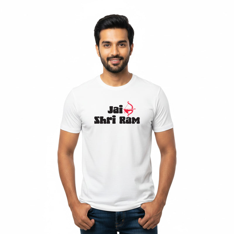 BestyPop Men’s Graphic Print Round Neck T-Shirt- Jai Shree Ram (170 GSM single jersey)