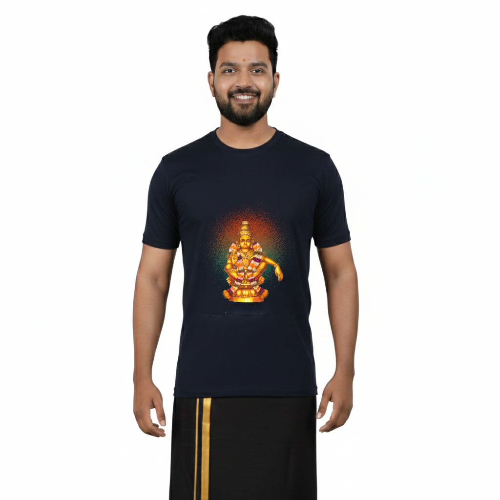 BestyPop Men’s Graphic Print Round Neck T-Shirt- Ayyappan (170 GSM single jersey)