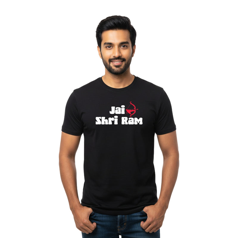 BestyPop Men’s Graphic Print Round Neck T-Shirt- Jai Shree Ram (170 GSM single jersey)