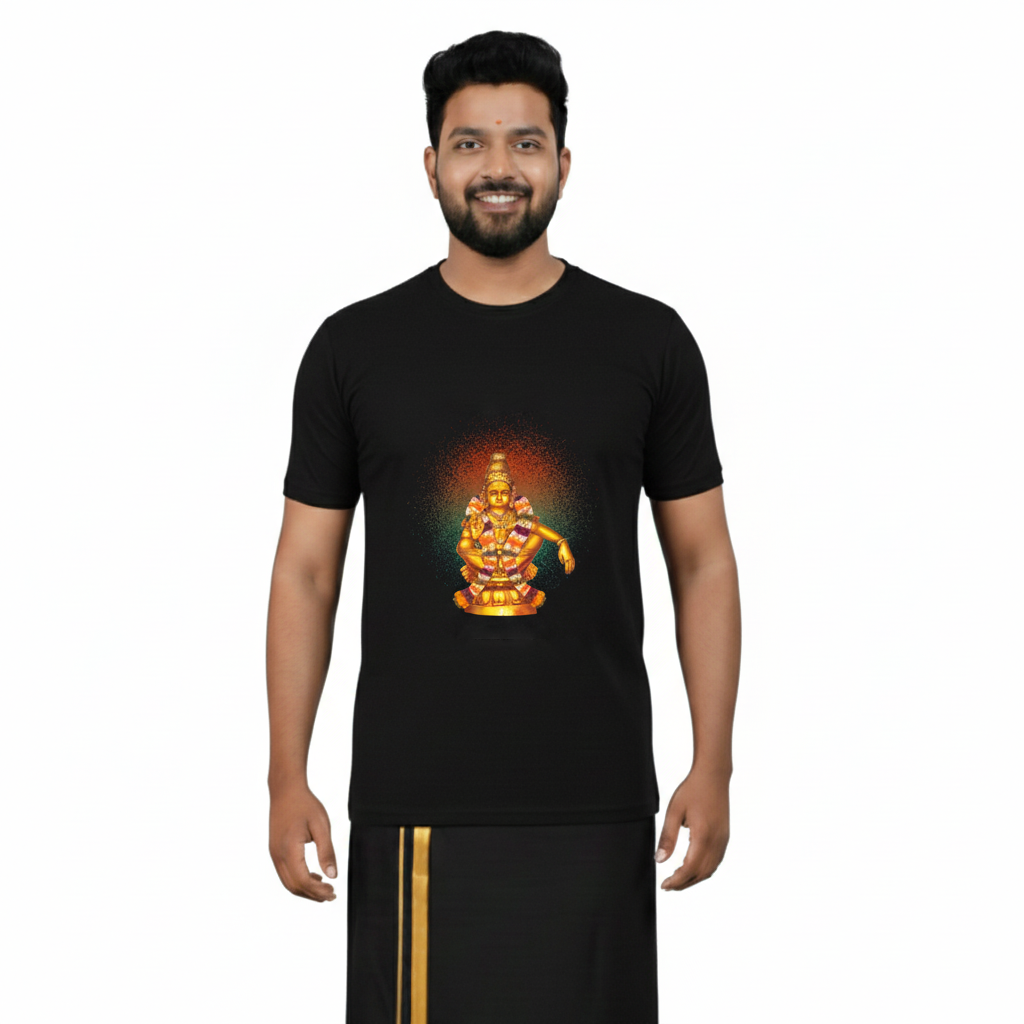 BestyPop Men’s Graphic Print Round Neck T-Shirt- Ayyappan (170 GSM single jersey)