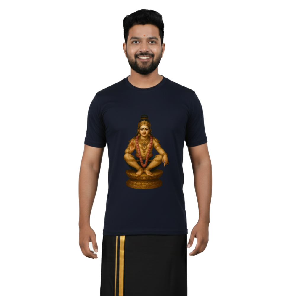 BestyPop Men’s Graphic Print Round Neck T-Shirt- Ayyappan (170 GSM single jersey)