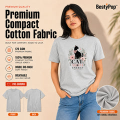 Cat Lover's Round Neck T-Shirts For Women - Cat Mom - (170 GSM) single jersey