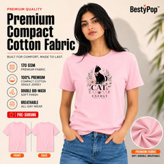 Cat Lover's Round Neck T-Shirts For Women - Cat Mom - (170 GSM) single jersey
