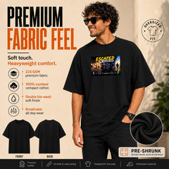 Freethinker | Arif Men's Escaped The Algorithm Crew neck Oversized T-Shirt - (225 GSM heavyweight fabric)