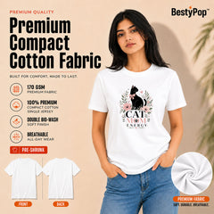 Cat Lover's Round Neck T-Shirts For Women - Cat Mom - (170 GSM) single jersey