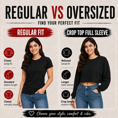 BestyPop Women’s Plain Oversized Full Sleeve Crop Top