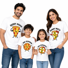Pizza Family Matching Round Neck T-Shirt for Mom –Mommy Mozza- (170 GSM) single jersey