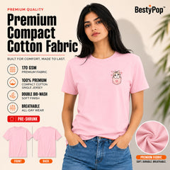 Cat Lover's Round Neck T-Shirts For Women - Meow - (170 GSM) single jersey