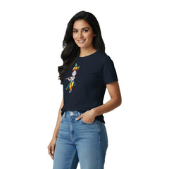 BestyPop Women’s Graphic Print Round Neck T-Shirt- Krishna (170 GSM single jersey)