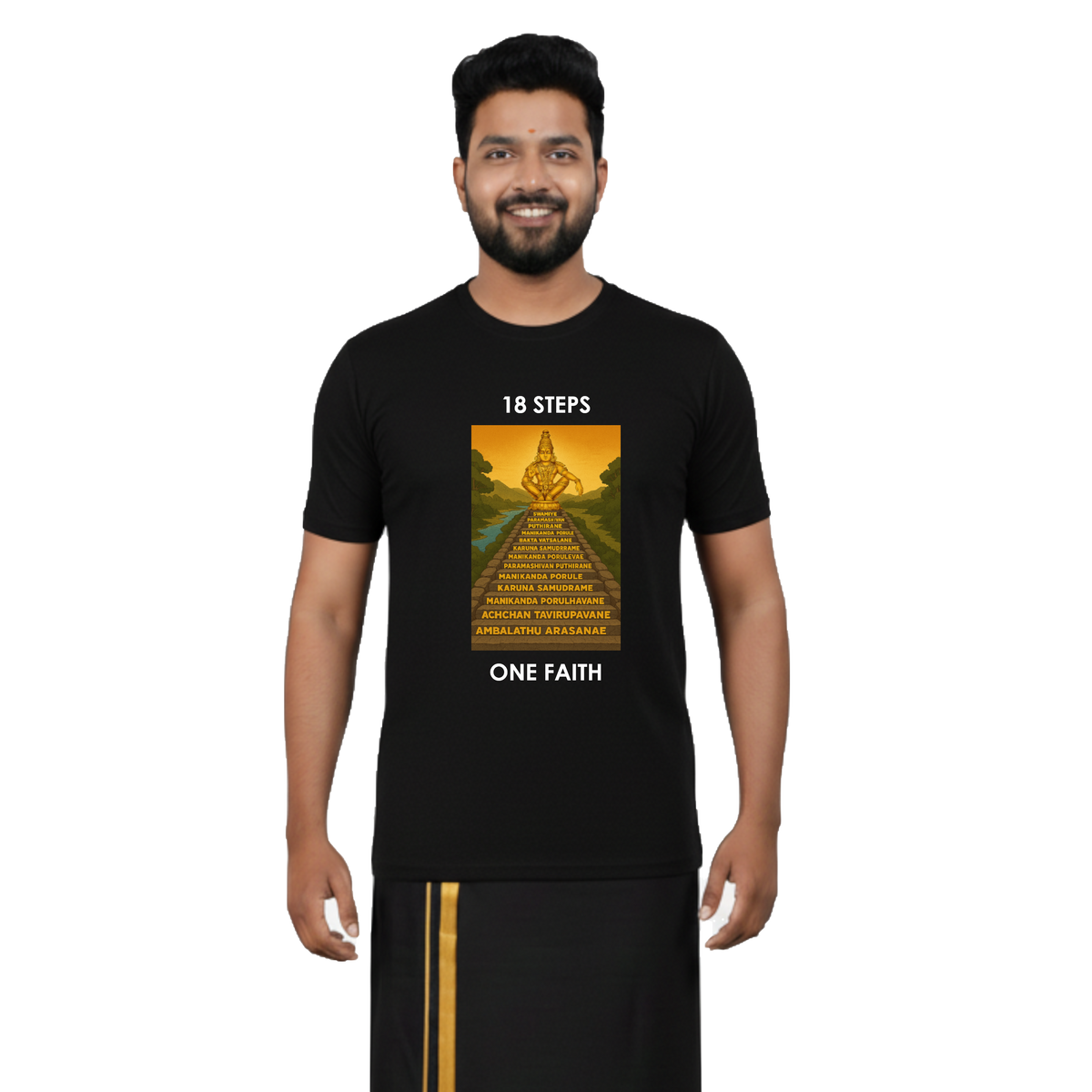 BestyPop Men’s Graphic Print Round Neck T-Shirt- Ayyappan (170 GSM single jersey)