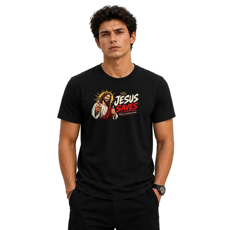 Freethinker | Arif Men's Jesus Saves You Crew Neck T-Shirt - (170 GSM single jersey)