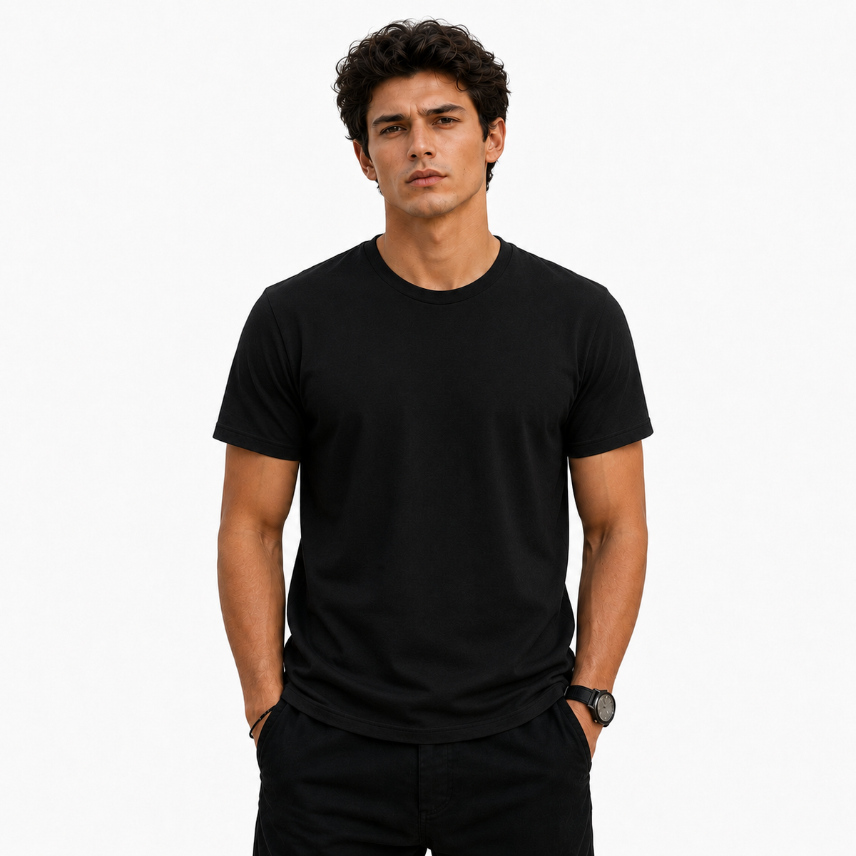 BestyPop Men’s Plain Round Neck T-Shirt