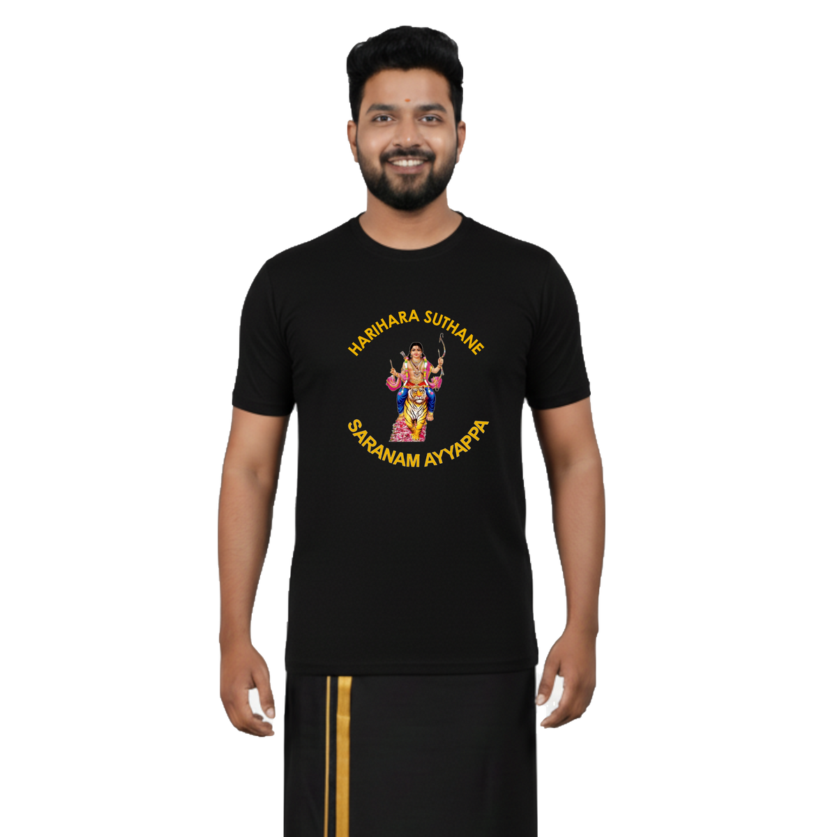 BestyPop Men’s Graphic Print Round Neck T-Shirt- Ayyappan (170 GSM single jersey)