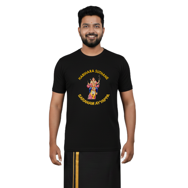 BestyPop Men’s Graphic Print Round Neck T-Shirt- Ayyappan (170 GSM single jersey)