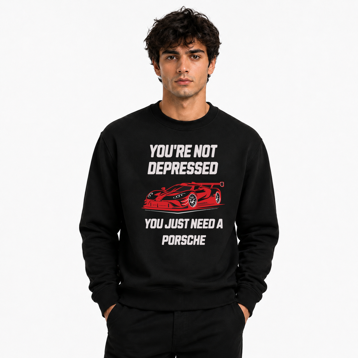BestyPop Men’s Graphic Print Round Neck Sweatshirt - 270 GSM