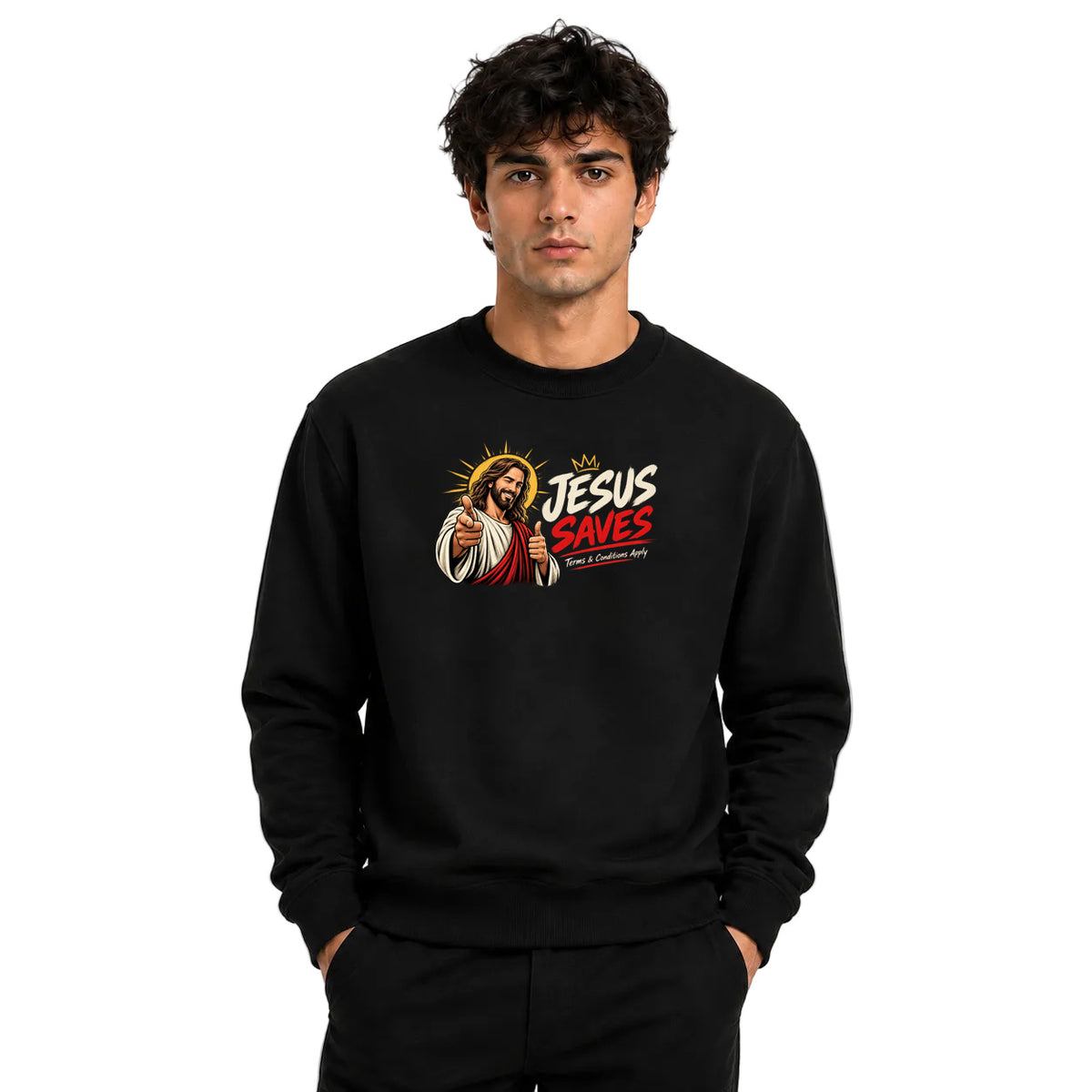 Freethinker | Arif  Men's Jesus Save Us Sweatshirt full sleeve - (270 GSM, unbrushed)