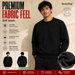 BestyPop Men’s Plain Round Neck Sweatshirt