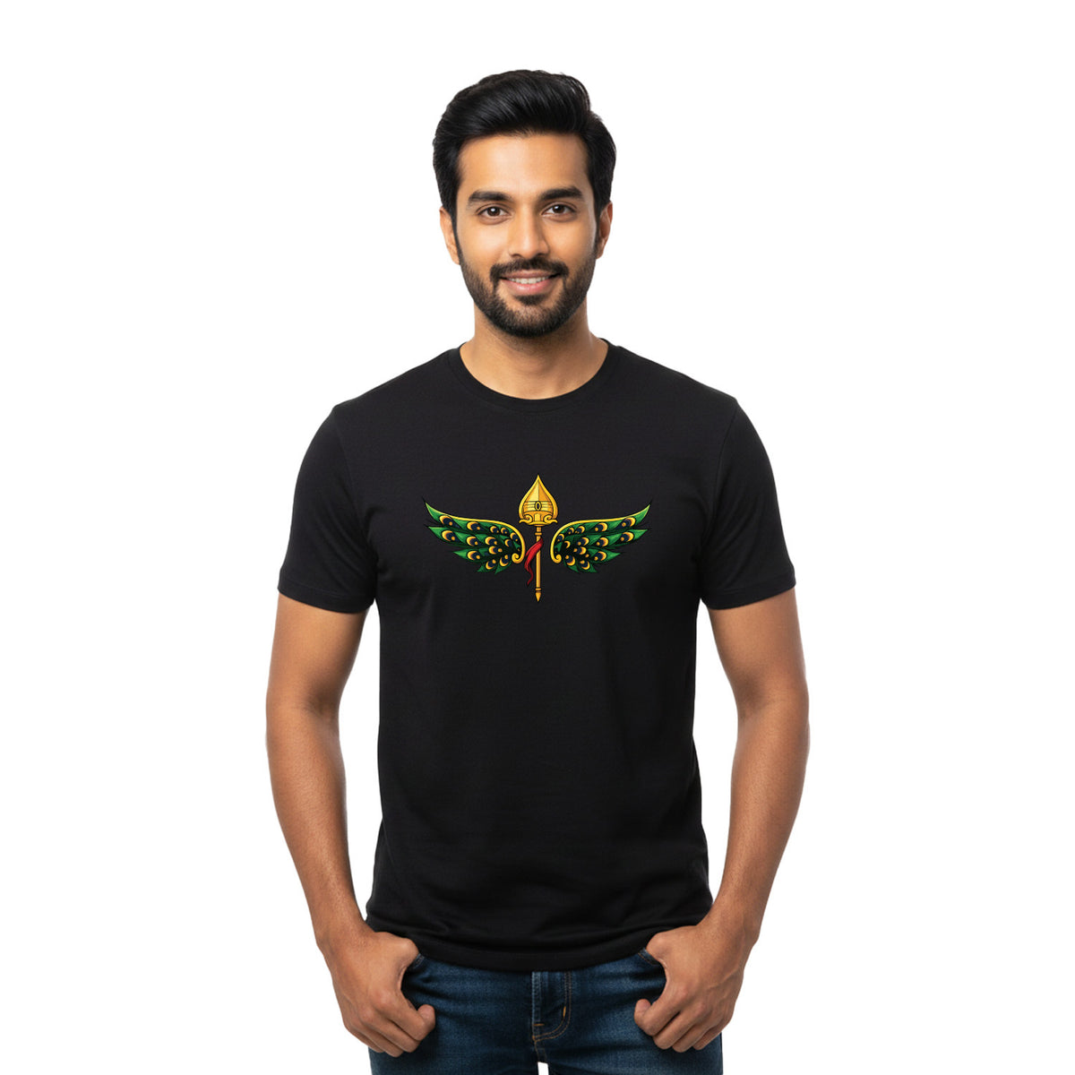BestyPop Men’s Graphic Print Round Neck T-Shirt- Murugan (170 GSM single jersey)