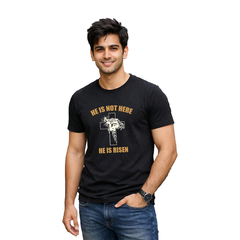 BestyPop Men’s Graphic Print Round Neck T-Shirt-Jesus(170 GSM single jersey)