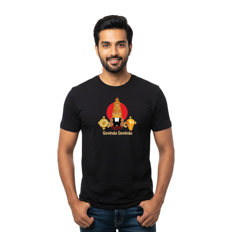 BestyPop Men’s Graphic Print Round Neck T-Shirt-Tirupathi Balaji (170 GSM single jersey)