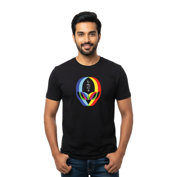 BestyPop Men’s Round Neck Half Sleeve Cotton T-Shirt | 170 GSM Soft & Breathable Fabric | Pre-Shrunk Double Bio Wash | Casual Everyday Wear for Mens | Alien Face