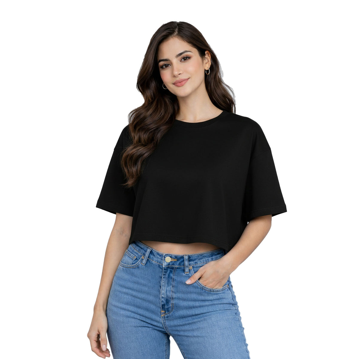 BestyPop Women’s Plain Crop top Oversized Half Sleeve