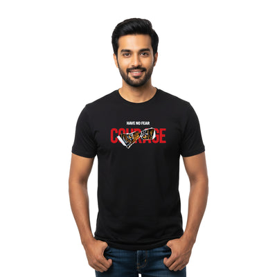 BestyPop Men’s Round Neck Half Sleeve Cotton T-Shirt | 170 GSM Soft & Breathable Fabric | Pre-Shrunk Double Bio Wash | Casual Everyday Wear for Mens | Have No Fear COURAGE