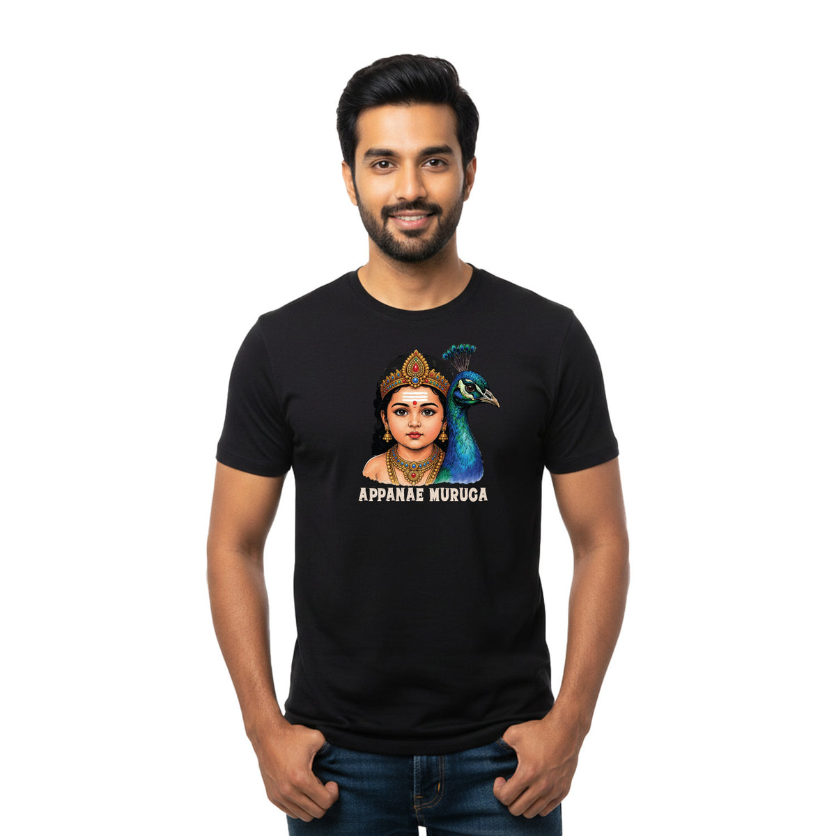 BestyPop Men’s Graphic Print Round Neck T-Shirt- Murugan (170 GSM single jersey)