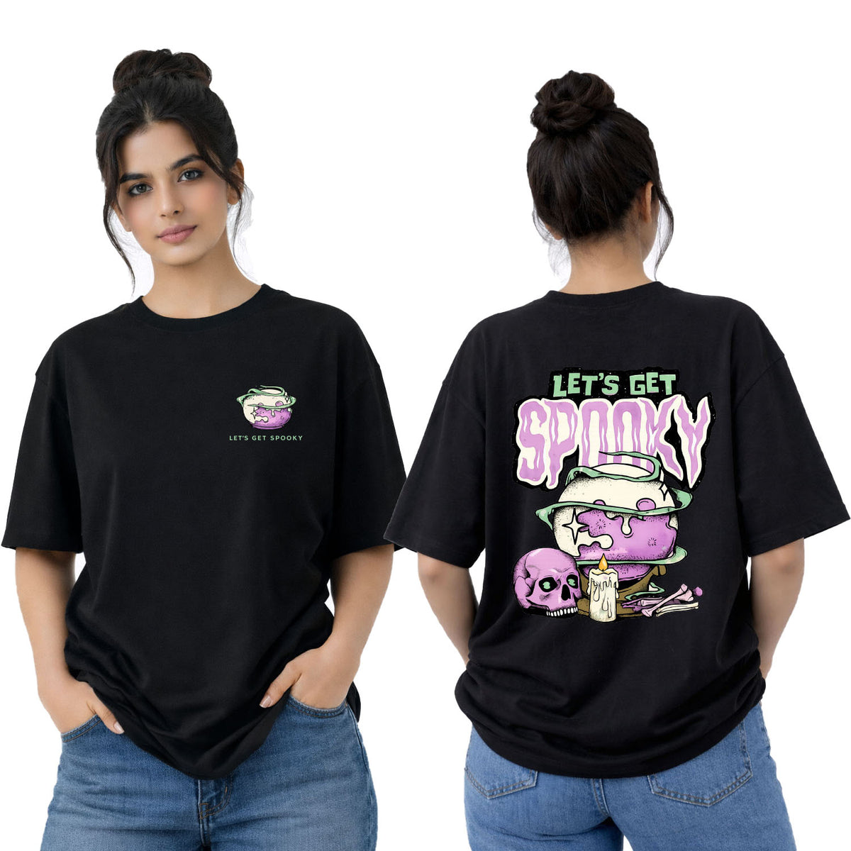 Bestypop Women’s Oversized Spooky Graphic T-Shirt