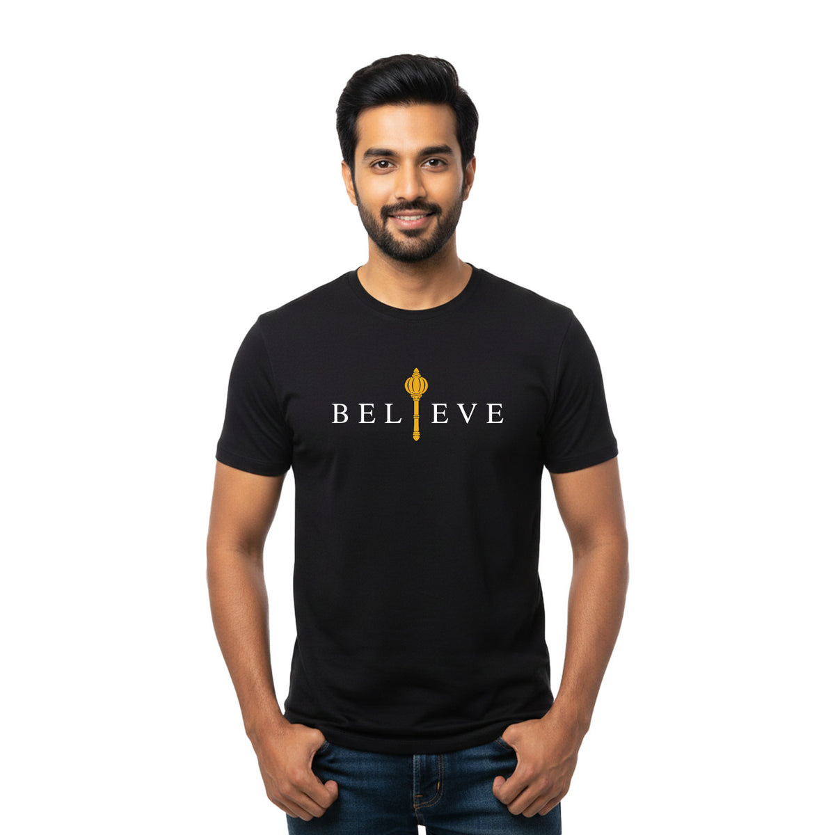 BestyPop Men’s Graphic Print Round Neck T-Shirt- Hanuman (170 GSM single jersey)