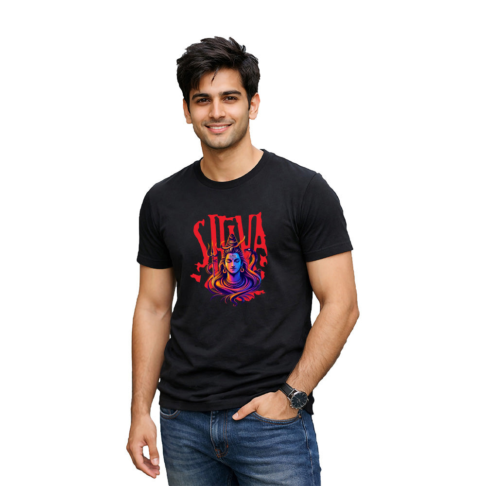 BestyPop Men’s Graphic Print Round Neck T-Shirt- Shivan (170 GSM single jersey)