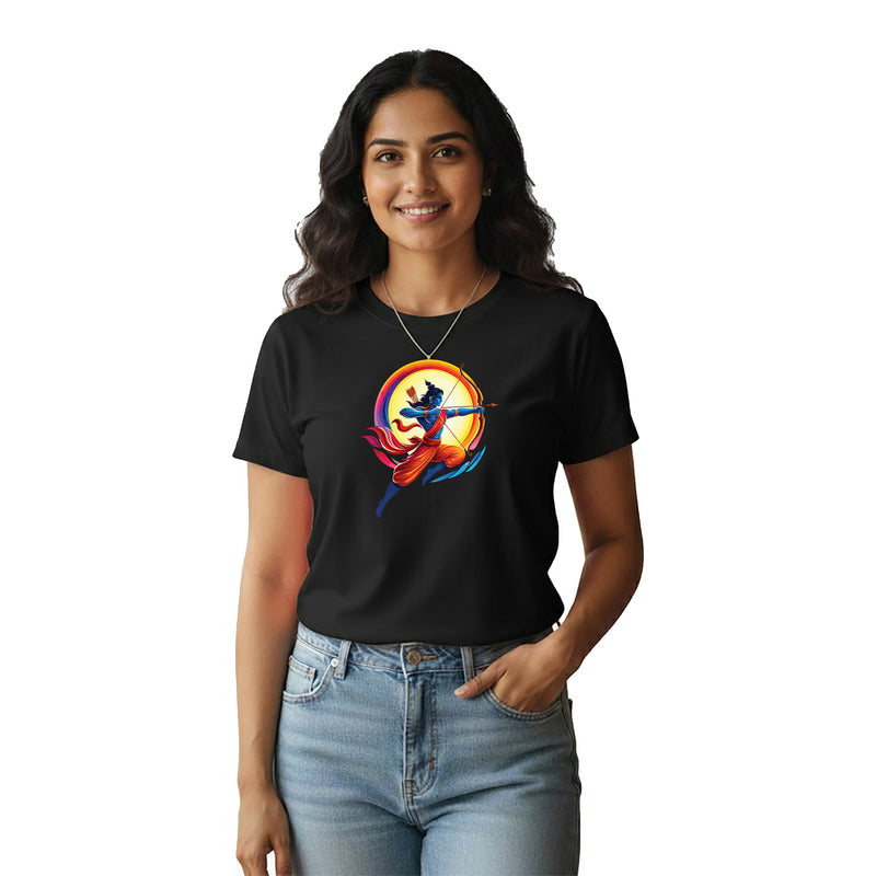 BestyPop Women’s Graphic Print Round Neck T-Shirt- Jai Shree Ram (170 GSM single jersey)