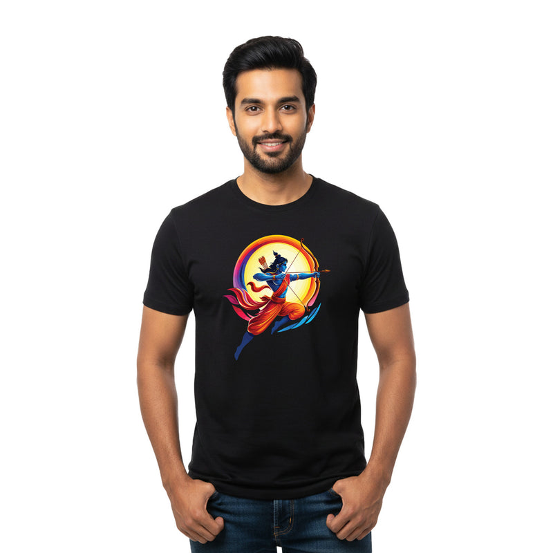 BestyPop Men’s Graphic Print Round Neck T-Shirt- Jai Shree Ram (170 GSM single jersey)