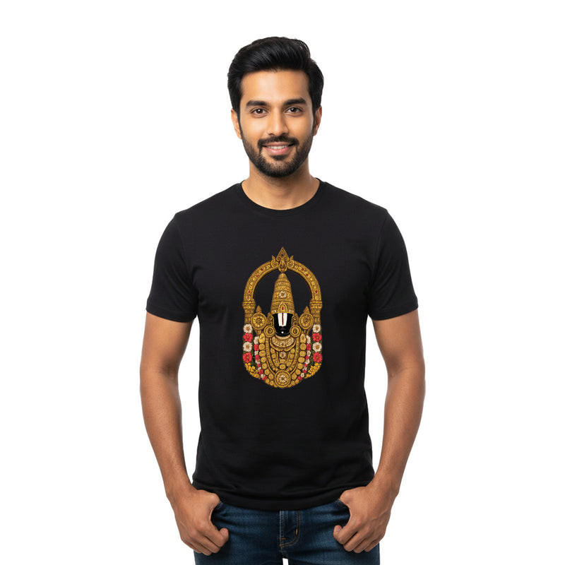 BestyPop Men’s Graphic Print Round Neck T-Shirt-Tirupathi Balaji (170 GSM single jersey)