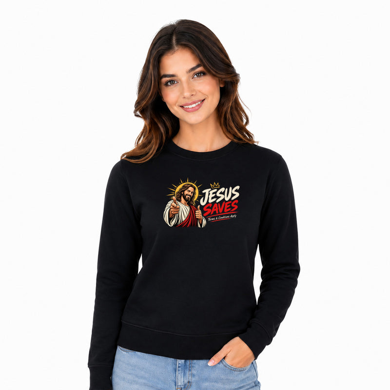 Freethinker | Arif Women's Jesus Save Us Sweatshirt full sleeve - (270 GSM, unbrushed)