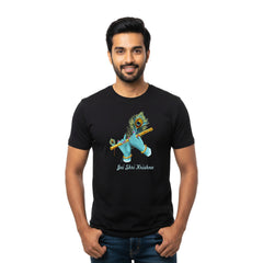BestyPop Men’s Graphic Print Round Neck T-Shirt- Krishna (170 GSM single jersey)