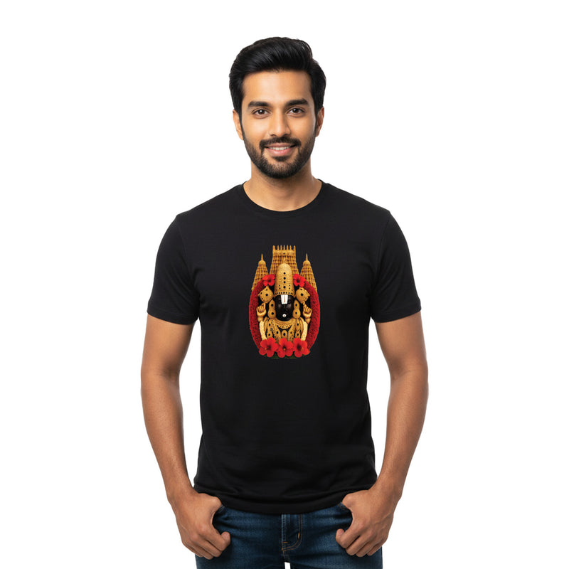 BestyPop Men’s Graphic Print Round Neck T-Shirt-Tirupathi Balaji (170 GSM single jersey)