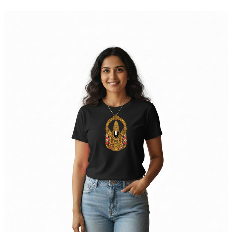 BestyPop Women’s Graphic Print Round Neck T-Shirt-Thirupathi Balaji (170 GSM single jersey)