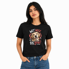 Dog Lover's Round Neck T-Shirts For Women - Big Heart - (170 GSM) single jersey